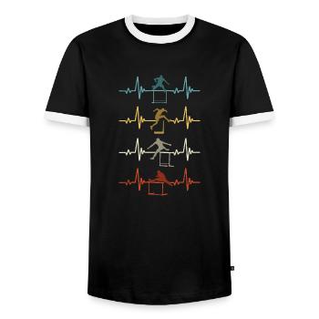 Course de haies Athlétisme Athlétisme - T-shirt contrasté Homme - noir/blanc - Devant - AI Model Female 172 light (172cm) & AI Model Male 178 light (178cm)