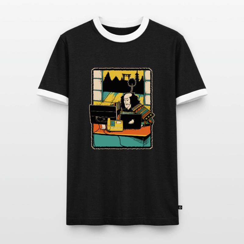 Samurai Computer Nerd Programmer Programming Men's Ringer Shirt