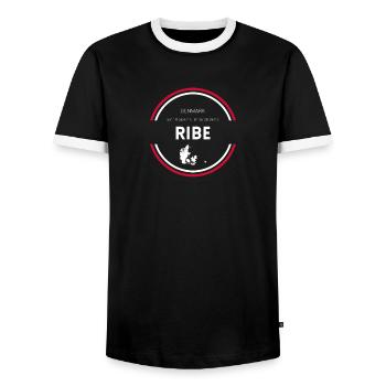 Ribe I Denmark Holiday Motif for Danes - Men's Ringer Shirt - black/white - Front - AI Model Female 172 light (172cm) & AI Model Male 178 light (178cm)