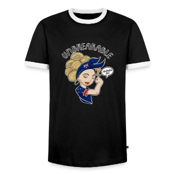 Australian Girl Unbreakable I Heritage Australia - Männer Kontrast-T-Shirt - Schwarz/Weiß - Vorne - AI Model Female 172 light (172cm) & AI Model Male 178 light (178cm)