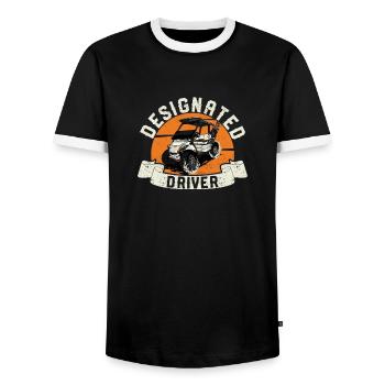Lustiges Golf Cart Golfers Driving Car Golfer - Männer Kontrast-T-Shirt - Schwarz/Weiß - Vorne - AI Model Female 172 light (172cm) & AI Model Male 178 light (178cm)