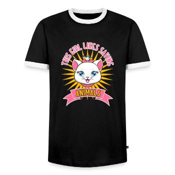 Mädchen mag Tiere retten Retten Katzen Hunde - Männer Kontrast-T-Shirt - Schwarz/Weiß - Vorne - AI Model Female 172 light (172cm) & AI Model Male 178 light (178cm)