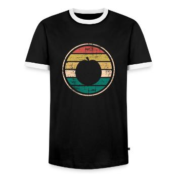 Apricot Fruit Lover Retro Veggie Diet Gift idea - Men's Ringer Shirt - black/white - Front - AI Model Female 172 light (172cm) & AI Model Male 178 light (178cm)