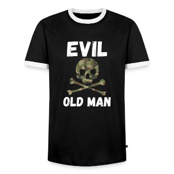 Evil old man The Evil Old Man Skull - Men's Ringer Shirt - black/white - Front - AI Model Female 172 light (172cm) & AI Model Male 178 light (178cm)