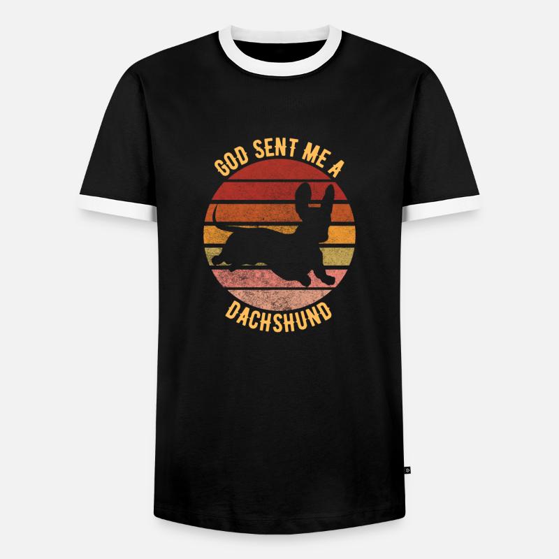 Gott schickte mir einen Dackel - Männer Kontrast-T-Shirt - Schwarz/Weiß