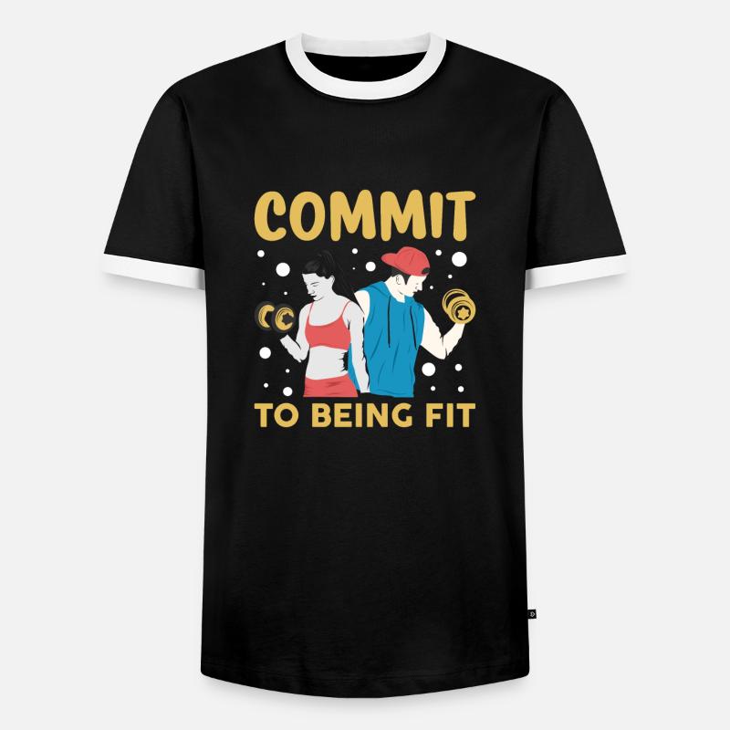 commit to being fit - Männer Kontrast-T-Shirt - Schwarz/Weiß