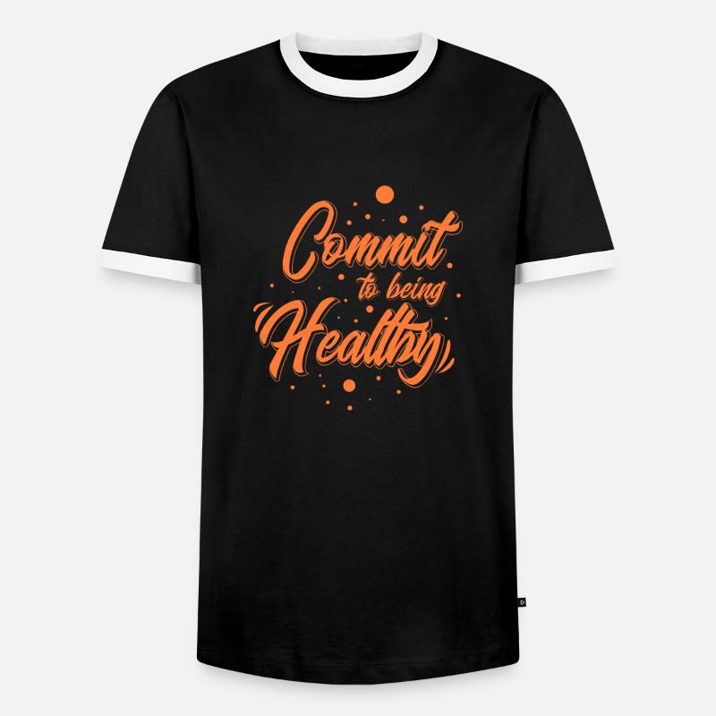 commit to being healthy - Men's Ringer Shirt - black/white