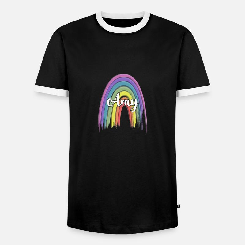 ADALYN Rainbow Cursive - Männer Kontrast-T-Shirt - Schwarz/Weiß