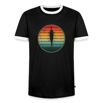 Retro Rudern Crew Boot Vintage Rower Row Team Spaß - Männer Kontrast-T-Shirt - Schwarz/Weiß - Vorne - AI Model Female 172 light (172cm) & AI Model Male 178 light (178cm)