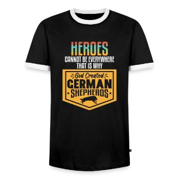 Heroes Not Everywhere German Shepherds - Men's Ringer Shirt - black/white - Front - AI Model Female 172 light (172cm) & AI Model Male 178 light (178cm)