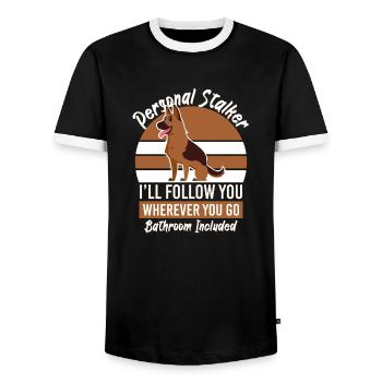 Personal Stalker Ill Follow You Wherever You Go - Men's Ringer Shirt - black/white - Front - AI Model Female 172 light (172cm) & AI Model Male 178 light (178cm)