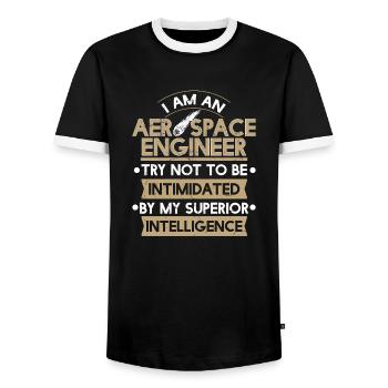 Aerospace Engineer Superior Intelligence - Men's Ringer Shirt - black/white - Front - AI Model Female 172 light (172cm) & AI Model Male 178 light (178cm)