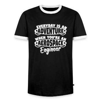 Everyday Adventure As Aerospace Engineer - Men's Ringer Shirt - black/white - Front - AI Model Female 172 light (172cm) & AI Model Male 178 light (178cm)