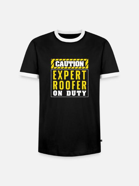Caution Funny Dachdecker-Konstruktion für - Männer Kontrast-T-Shirt - Schwarz/Weiß