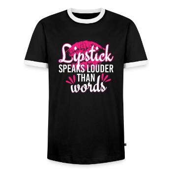 Put Your Lipstick On And Hustle - Men's Ringer Shirt - black/white - Front - AI Model Female 172 light (172cm) & AI Model Male 178 light (178cm)