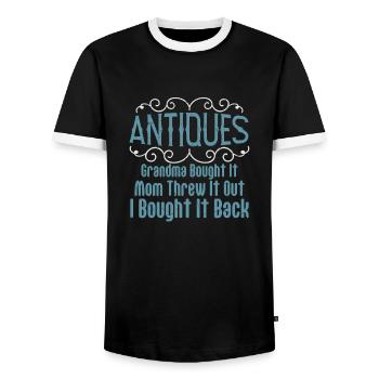 Antiques Grandma Bought Mom Threw - Men's Ringer Shirt - black/white - Front - AI Model Female 172 light (172cm) & AI Model Male 178 light (178cm)