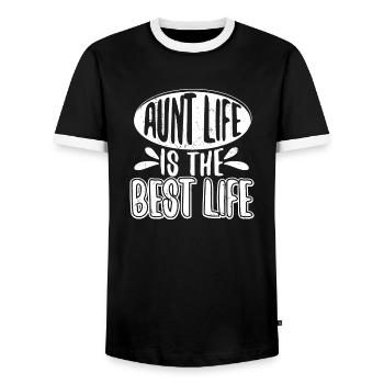 Aunt Life Is The Best Life - Men's Ringer Shirt - black/white - Front - AI Model Female 172 light (172cm) & AI Model Male 178 light (178cm)