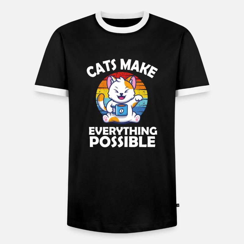 Cats make everything possible - Männer Kontrast-T-Shirt - Schwarz/Weiß