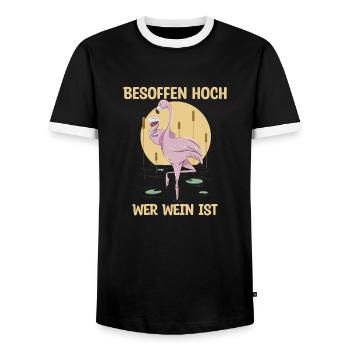 Besoffen hoch wer Wein ist Saufen - Männer Kontrast-T-Shirt - Schwarz/Weiß - Vorne - AI Model Female 172 light (172cm) & AI Model Male 178 light (178cm)