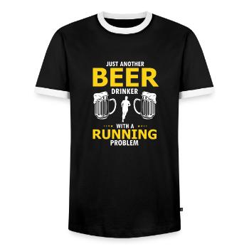 Juste un autre buveur de bière avec un problème de course - T-shirt contrasté Homme - noir/blanc - Devant - AI Model Female 172 light (172cm) & AI Model Male 178 light (178cm)