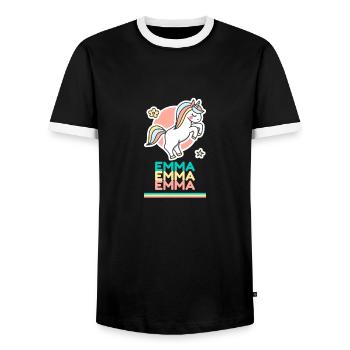 Emma First Name Name Gift Sweet Unicorn - Men's Ringer Shirt - black/white - Front - AI Model Female 172 light (172cm) & AI Model Male 178 light (178cm)