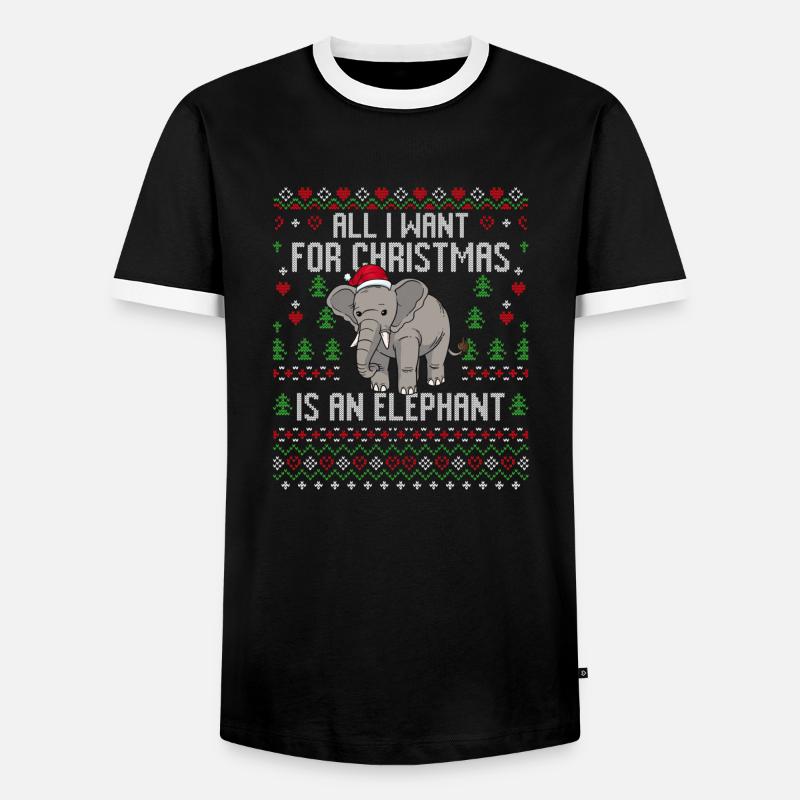 Weihnachten Elefanten Weihnachtspullover Elefant - Männer Kontrast-T-Shirt - Schwarz/Weiß