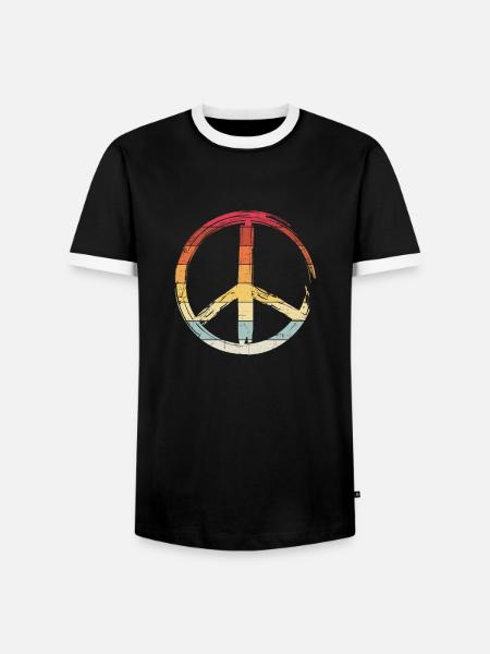 Friedenszeichen - Peace Frieden - Männer Kontrast-T-Shirt - Schwarz/Weiß
