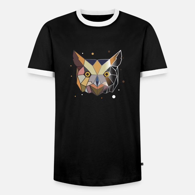 Eule Polygon - Männer Kontrast-T-Shirt - Schwarz/Weiß