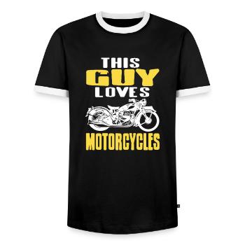 This Guy Loves Motorcycles Retro Funny Rider - Männer Kontrast-T-Shirt - Schwarz/Weiß - Vorne - AI Model Female 172 light (172cm) & AI Model Male 178 light (178cm)