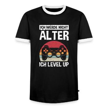 Ich werde nicht Älter Ich Level Up | Gaming Konsol - Männer Kontrast-T-Shirt - Schwarz/Weiß - Vorne - AI Model Female 172 light (172cm) & AI Model Male 178 light (178cm)