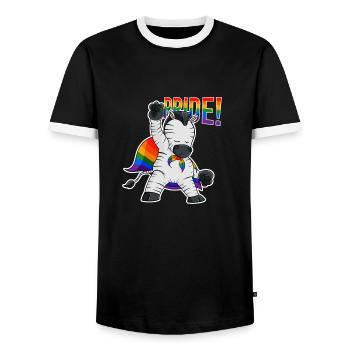 Zebra I LGBTQ Flag I Rainbow Flag I Gay Pride - Men's Ringer Shirt - black/white - Front - AI Model Female 172 light (172cm) & AI Model Male 178 light (178cm)