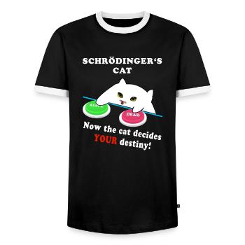 Schrödingers Katze - wähle Weise! - Männer Kontrast-T-Shirt - Schwarz/Weiß - Vorne - AI Model Female 172 light (172cm) & AI Model Male 178 light (178cm)