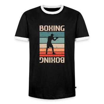 Retro Vintage Classic Boxing Boxer - Männer Kontrast-T-Shirt - Schwarz/Weiß - Vorne - AI Model Female 172 light (172cm) & AI Model Male 178 light (178cm)