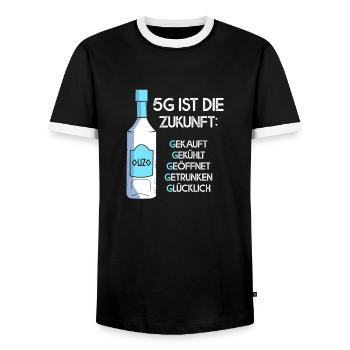 5G ist die Zukunft Ouzo Alkohol - Männer Kontrast-T-Shirt - Schwarz/Weiß - Vorne - AI Model Female 172 light (172cm) & AI Model Male 178 light (178cm)