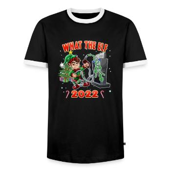 Drôle d’elfe Ce que l’elfe 2022 Noël - T-shirt contrasté Homme - noir/blanc - Devant - AI Model Female 172 light (172cm) & AI Model Male 178 light (178cm)