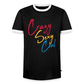 crazy sexy cool design - Men's Ringer Shirt - black/white - Front - AI Model Female 172 light (172cm) & AI Model Male 178 light (178cm)