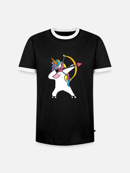 Dabbing Einhorn Bogenschießen - Männer Kontrast-T-Shirt - Schwarz/Weiß