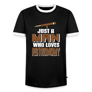 Juste un homme qui aime l’astronomie Génial rétro - T-shirt contrasté Homme - noir/blanc - Devant - AI Model Female 172 light (172cm) & AI Model Male 178 light (178cm)