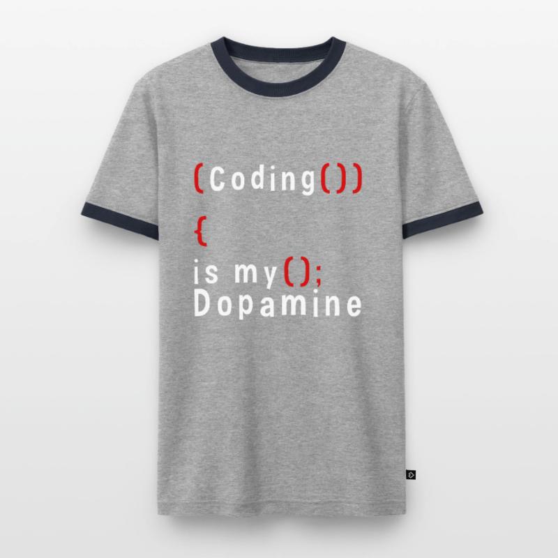 Drôle de codage est mon codeur de dopamine T-shirt contrasté Homme