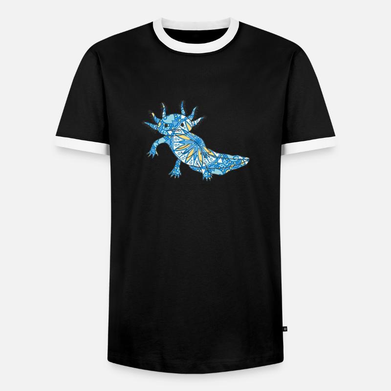 Mandala Axolotl Geometry Pattern - Men's Ringer Shirt - black/white