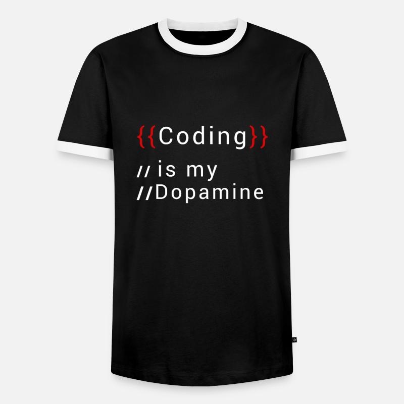 Drôle de codage est mon codeur de dopamine - T-shirt contrasté Homme - noir/blanc