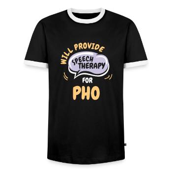 Fournir une orthophonie pour Pho Funny Speech - T-shirt contrasté Homme - noir/blanc - Devant - AI Model Female 172 light (172cm) & AI Model Male 178 light (178cm)