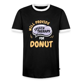 Fournir une orthophonie pour la parole drôle de beignet - T-shirt contrasté Homme - noir/blanc - Devant - AI Model Female 172 light (172cm) & AI Model Male 178 light (178cm)