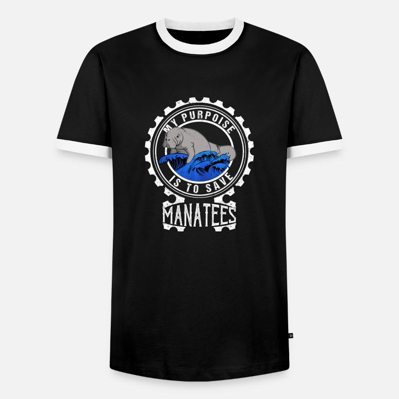 Manatee Manatee Manti Floaty Potatoes - Men's Ringer Shirt - black/white