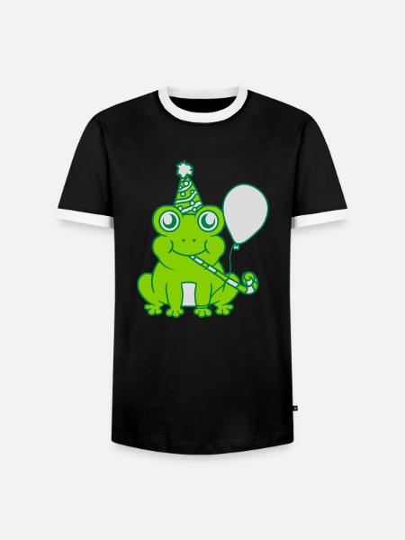 Birthday-celebrating little frog - Men's Ringer Shirt - black/white
