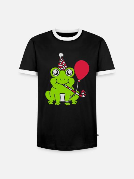 Celebrate birthday Party Frog - Men's Ringer Shirt - black/white