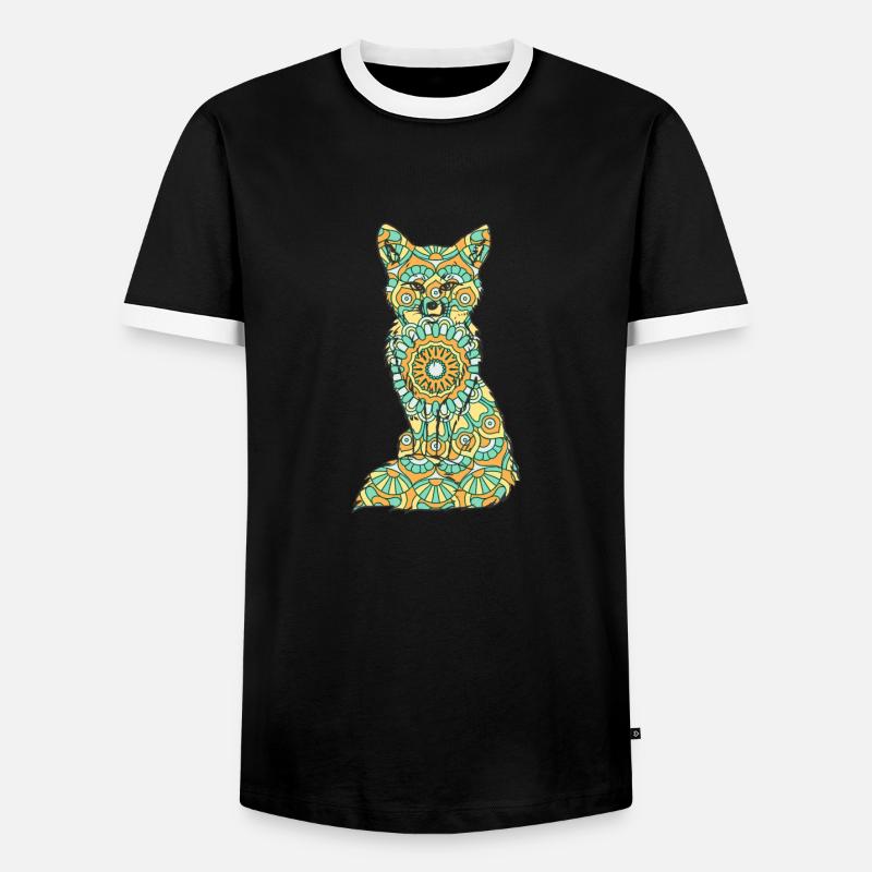 Mandala Fuchs Geometry Pattern - Men's Ringer Shirt - black/white