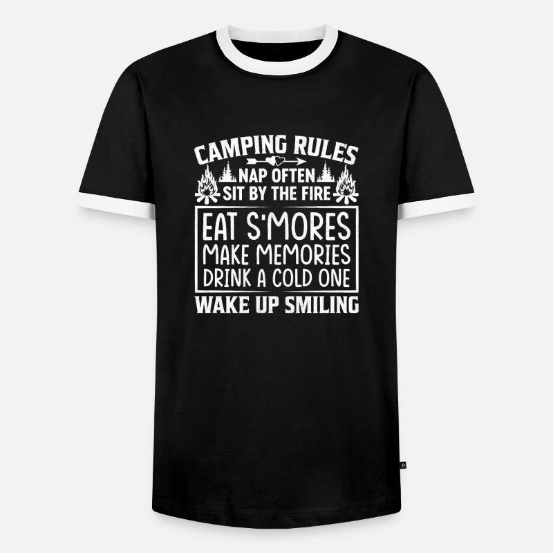 8 Camping rules - Männer Kontrast-T-Shirt - Schwarz/Weiß