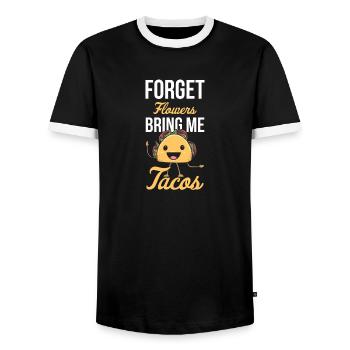 Taco Mexican Food Mexique Tortilla Burrito - T-shirt contrasté Homme - noir/blanc - Devant - AI Model Female 172 light (172cm) & AI Model Male 178 light (178cm)