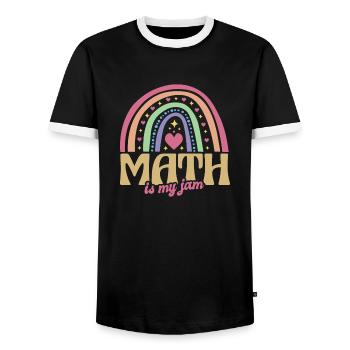 School Rainbow Math Is My Jam Teaching Teaching - Men's Ringer Shirt - black/white - Front - AI Model Female 172 light (172cm) & AI Model Male 178 light (178cm)